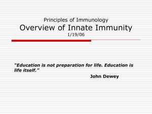 Overview of Innate Immunity Principles of Immunology 1/19/06