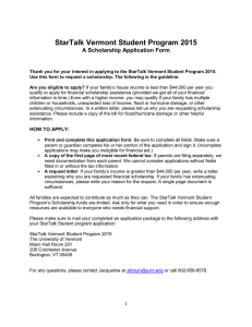 StarTalk Vermont Student Program 2015 A Scholarship Application Form
