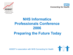 NHS Informatics Professionals Conference 2006 Preparing the Future Today