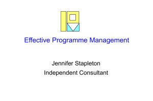 Effective Programme Management Jennifer Stapleton Independent Consultant