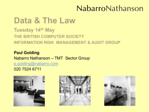 Data &amp; The Law Tuesday 14 May THE BRITISH COMPUTER SOCIETY
