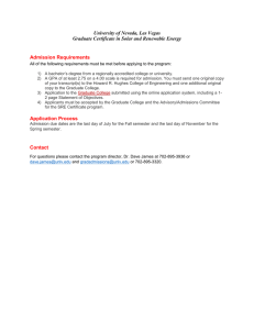 University of Nevada, Las Vegas Admission Requirements