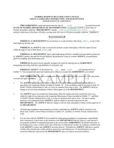 MEMORANDUM OF AGREEMENT , by and between the FLORIDA HIGHWAY BEAUTIFICATION COUNCIL