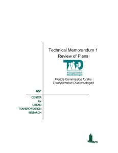 Technical Memorandum 1 Review of Plans Florida Commission for the Transportation Disadvantaged