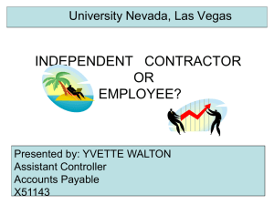 INDEPENDENT  CONTRACTOR OR EMPLOYEE? University Nevada, Las Vegas
