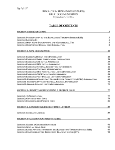 Page 1 of  137 RESOLUTION TRACKING SYSTEM (RTS)  TABLE OF CONTENTS