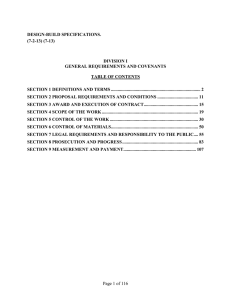 DESIGN-BUILD SPECIFICATIONS. (7-2-13) (7-13) DIVISION I