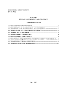 DESIGN-BUILD SPECIFICATIONS. (5-7-14) (7-14) DIVISION I