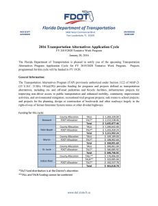 Florida Department of Transportation  2016 Transportation Alternatives Application Cycle