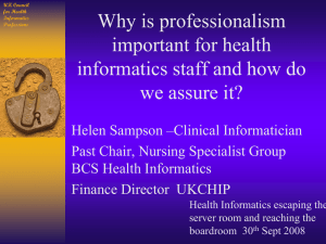 Why is professionalism important for health informatics staff and how do
