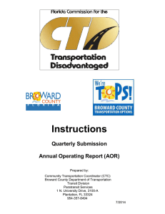 Instructions  Quarterly Submission Annual Operating Report (AOR)