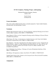 ST 515: Scripture, Theology Proper, Anthropology Course description