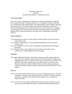 Homiletics II (PT 522) Fall 2014 Richard (Dick) Belcher, Jr. ()