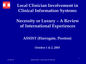 Local Clinician Involvement in Clinical Information Systems: of International Experiences