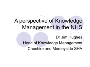 A perspective of Knowledge Management in the NHS Dr Jim Hughes