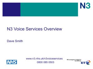 N3 Voice Services Overview Dave Smith www.n3.nhs.uk/n3voiceservices 0800 085 0503