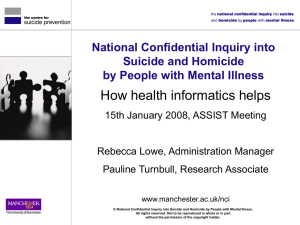 How health informatics helps National Confidential Inquiry into Suicide and Homicide