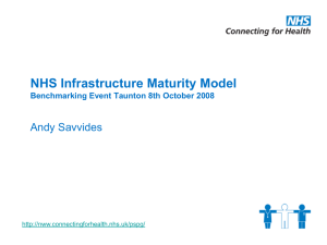 NHS Infrastructure Maturity Model Andy Savvides Benchmarking Event Taunton 8th October 2008