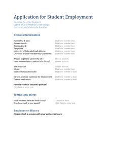 Application for Student Employment Personal Information General Desktop Support Office of Information Technology