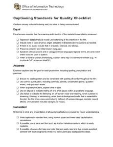 Captioning Standards for Quality Checklist Equal 