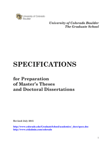 SPECIFICATIONS for Preparation of Master’s Theses and Doctoral Dissertations