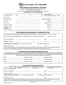 PERFORMANCE MANAGEMENT PROGRAM Boulder Campus Planning and Evaluation Form