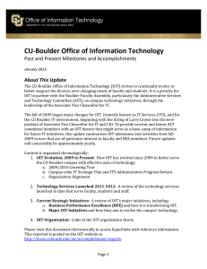 CU-Boulder Office of Information Technology Past and Present Milestones and Accomplishments