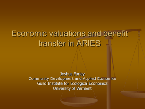 Economic valuations and benefit transfer in ARIES