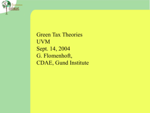 Green Tax Theories UVM Sept. 14, 2004 G. Flomenhoft,