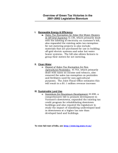 Overview of Green Tax Victories in the 2001-2002 Legislative Biennium