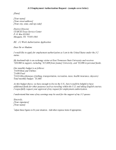 J-2 Employment Authorization Request - (sample cover letter)  [Date] [Your name]