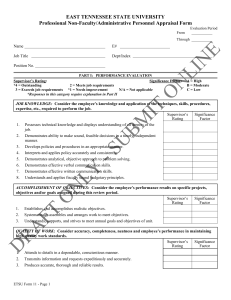 EAST TENNESSEE STATE UNIVERSITY Professional Non-Faculty/Administrative Personnel Appraisal Form  Name