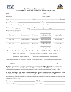 East Tennessee State University Employee Payroll Deduction Authorization and Gift/Pledge Form