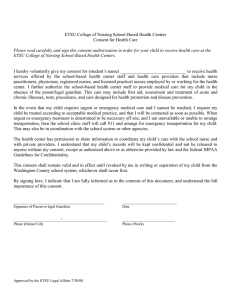 ETSU College of Nursing School-Based Health Centers Consent for Health Care