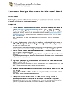 Universal Design Measures for Microsoft Word Introduction