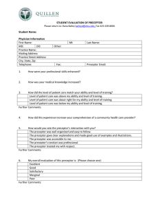 STUDENT EVALUATION OF PRECEPTOR Student Name:  Physician Information