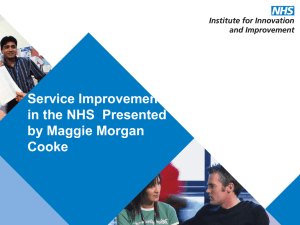 Service Improvement in the NHS  Presented by Maggie Morgan Cooke