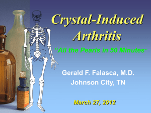 Crystal-Induced Arthritis Gerald F. Falasca, M.D. Johnson City, TN