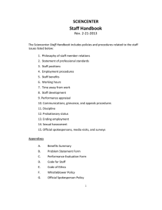 Staff Handbook SCIENCENTER Rev. 2-21-2013