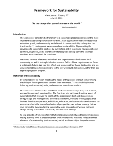 Framework for Sustainability  Sciencenter, Ithaca, NY