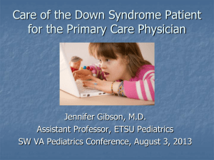 Care of the Down Syndrome Patient for the Primary Care Physician
