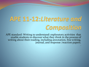 APE standard: Writing to understand: exploratory activities  that