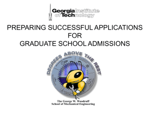 PREPARING SUCCESSFUL APPLICATIONS FOR GRADUATE SCHOOL ADMISSIONS