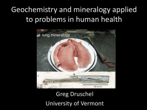 Geochemistry and mineralogy applied to problems in human health Greg Druschel