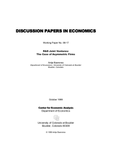 DISCUSSION PAPERS IN ECONOMICS Center for Economic Analysis Department of Economics