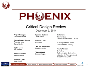 Critical Design Review December 9, 2014