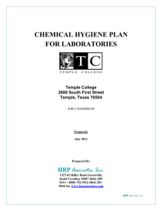 CHEMICAL HYGIENE PLAN FOR LABORATORIES Temple College 2600 South First Street