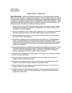 Study Guide – Exam #3 GOVT 2302 Summer 2003 .