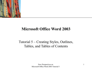 Microsoft Office Word 2003 Tutorial 5 – Creating Styles, Outlines, XP