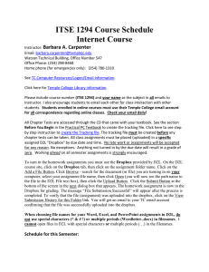 ITSE 1294 Course Schedule Internet Course Barbara A. Carpenter